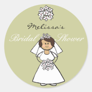 Cute Cartoon Wedding Bride Daisies Vrijgezellenfee Ronde Sticker