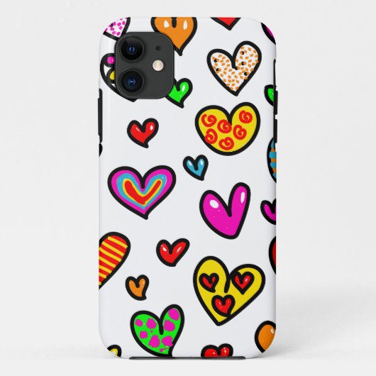 Cute Cartoon Whimsical Multi Love Heart Pattern Case-Mate iPhone Case (Achterkant)