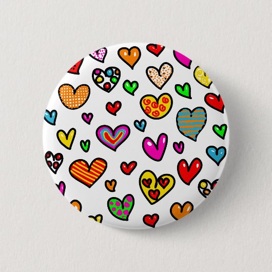 Cute Cartoon Whimsical Multi Love Heart Pattern Ronde Button 5,7 Cm (Voorkant)