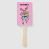 Cute Cartoon White Bunny duikt op Sign Roze Handwaaier (Achterkant)