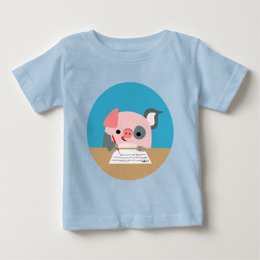 Cute Cartoon Writing Pig Baby Apparel (Voorkant)