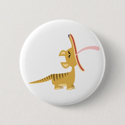 Cute Cartoon Yawning Thylacine Button Badge (Voorkant)