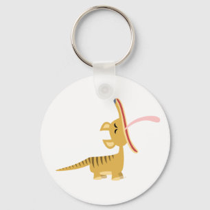 Cute Cartoon Yawning Thylacine Sleutelhanger