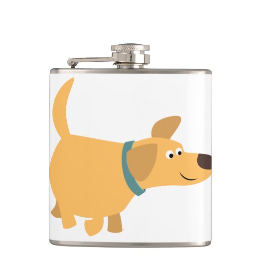 Cute Cartoon Yellow Labrador Hip Flask Heupfles (Voorkant)