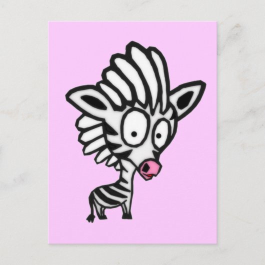 Cute Cartoon Zebra Briefkaart (Voorkant)