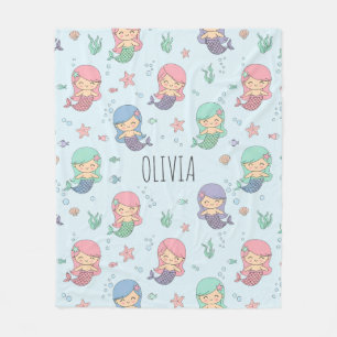 Cute Cartoon Zeemeermin Patroon Fleece Deken