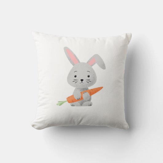 Cute Cartoony Fluffy Bunny Carrot Kussen (Voorkant)