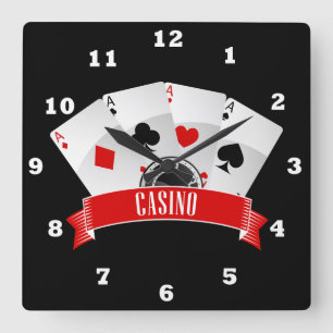 Cute Casino gambling cards decor clock Vierkante Klok