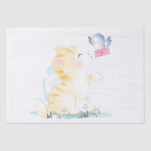 Cute Cat and Bird Tissue Paper Tissuepapier