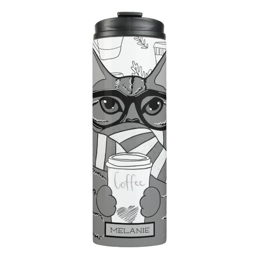 Cute Cat and Coffee Lover Personalized Thermosbeker (Voorkant)