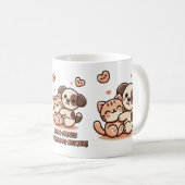 Cute Cat and Dog Hug - Adorable Friendship Mug (Devant droit)