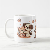 Cute Cat and Dog Hug - Adorable Friendship Mug (Gauche)