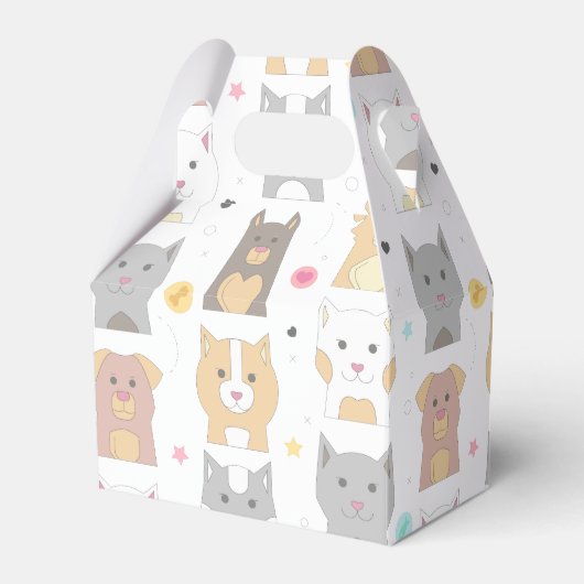 Cute Cat and Dog Pattern Bedankdoosjes (Voorkant Zijde)