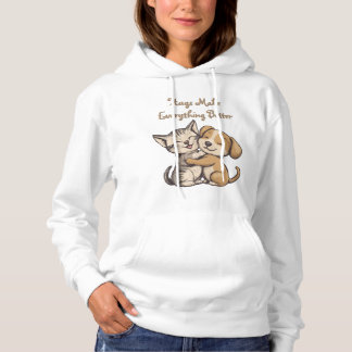 Cute cat and dog puppie best friends hoodie