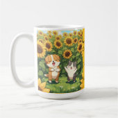 Cute Cat and Dog Sunflower Field Mug (Gauche)