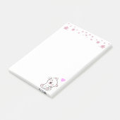 Cute Cat and Flowers on White Post-it® Notes (Schuin)