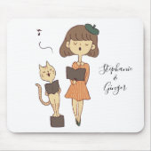 Cute Cat and Girl Singing Personalized Muismat (Voorkant)