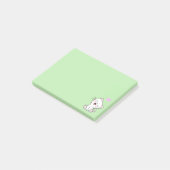 Cute Cat and Heart on Light Green Post-it® Notes (Schuin)