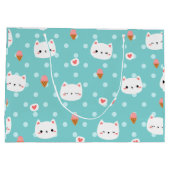 Cute Cat and Ice Cream Pattern Wrapping Paper Medi Groot Cadeauzakje (Achterkant)