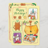 Cute Cat and Mice Kerstcard Feestdagenkaart (Voorkant / Achterkant)