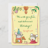 Cute Cat and Mice Kerstcard Feestdagenkaart (Achterkant)