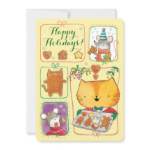 Cute Cat and Mice Kerstcard