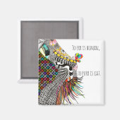 Cute Cat and Mouse Illustration Magnet Magneet (Voorkant / Achterkant)