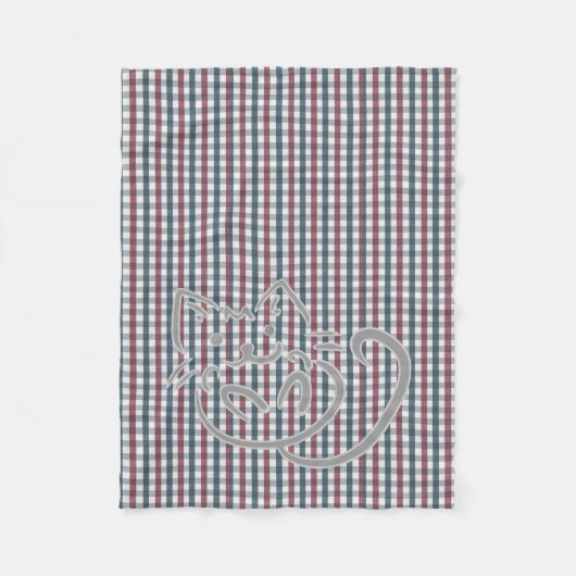 Cute Cat and Plaid Pattern Fleece Deken (Voorkant)