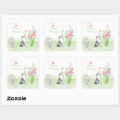 Cute Cat Arrange Flowers Vierkante Sticker (Vel)