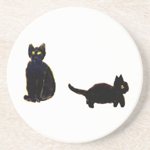 Cute Cat Art Two Black Cats Zandsteen Onderzetter