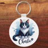 Cute Cat Artwork Keychain – Gift for Animal Lovers (Achterkant)