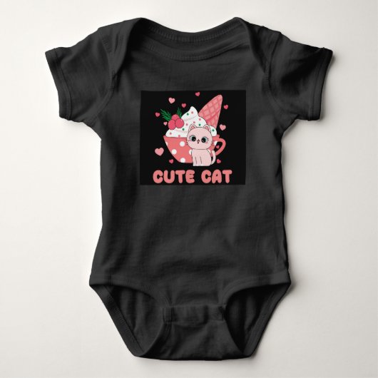 Cute Cat Baby Bodysuit (Voorkant)