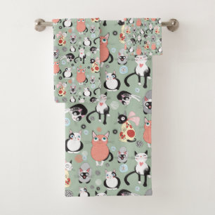 Cute Cat Bathroom Towel Set Bad Handdoek