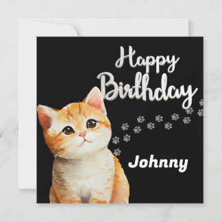Cute Cat Birthday Card Feestdagenkaart