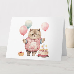 Cute Cat Birthday Card Kaart