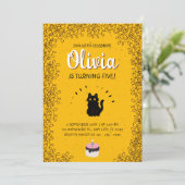 Cute Cat Birthday Party Kaart (Staand voorkant)