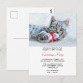 Cute Cat Biting Red Santa Hat Xmas Briefkaart (Voorkant / Achterkant)