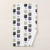 Cute Cat Black Paars Grey Black Bad Handdoek (Handdoek)