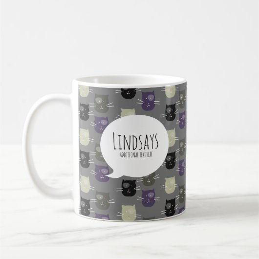 Cute Cat Black Paars Grey Koffiemok (Links)