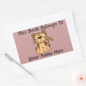 Cute Cat Book Name Bord Rechthoekige Sticker (Envelop)