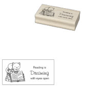 Cute Cat boven Stack of Books - Quote lezen Rubberstempel (Gestempeld)