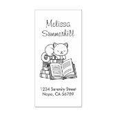 Cute Cat bovenop het Adres van de Stapel van het B Rubberstempel (Afrduk)