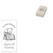 Cute Cat bovenop Stack of Books - Bladplaat Rubberstempel (Gestempeld)