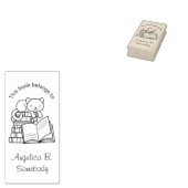 Cute Cat bovenop Stack of Books - Bladplaat Rubberstempel (Gestempeld)