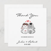 Cute Cat Bride en Groom Wedding Bedankkaart (Voorkant / Achterkant)