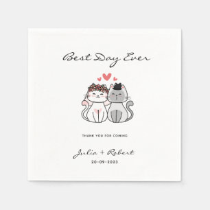 Cute Cat Bride en Groom Wedding Servet