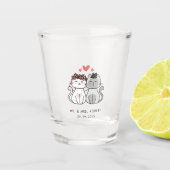 Cute Cat Bride en Groom Wedding Shot Glas (Voorkant)