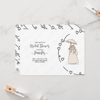 Cute Cat bride with elegant Hearts bridal shower Kaart