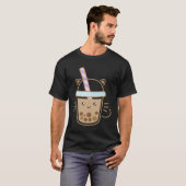 Cute Cat Bubble Boba Milk Tea Rainbow Bes Tea T-shirt (Voorkant volledig)