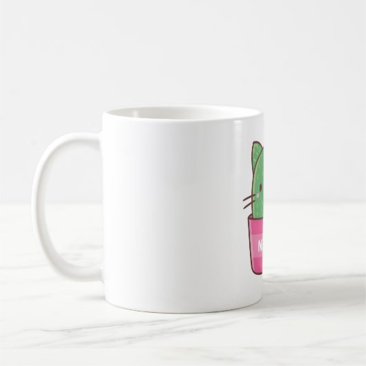 Cute Cat Cactus Plant Pun Koffiemok (Links)